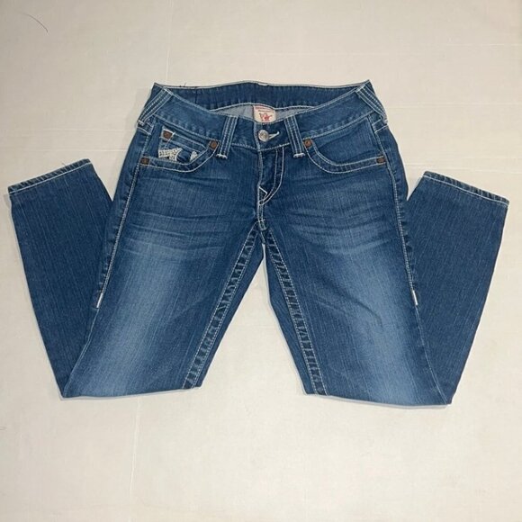 TRUE Religion blue Stella vintage low rise distressed skinny jeans size 29 - Picture 2 of 13